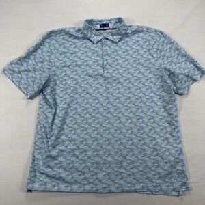 Stitch Golf Polo Shirt Geometric Camo Performance Stretch‎ XL Blue White Mens
